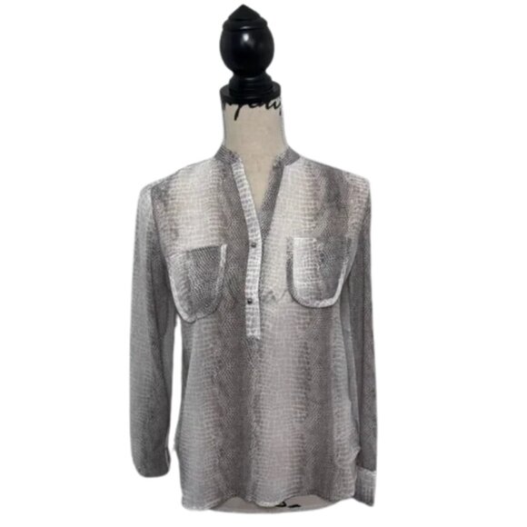 NY Collection Sheer Snakeskin Print Blouse Size PS - Picture 1 of 8